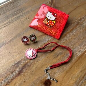 Hello kitty rings necklace and small pouch bundle